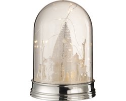 J-Line decoratie Stolp Kerst - kunststof - wit - large - LED lichtjes