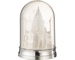 J-Line decoratie Stolp Kerst - kunststof - wit - small - LED lichtjes