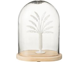 J-Line decoratie Stolp Palmboom - glas/metaal - wit/naturel - large