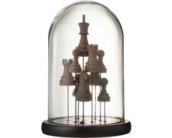 J-Line decoratie Stolp Schaak - glas - bruin - small