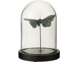 J-Line decoratie Stolp Vlinders - glas - donkergroen - small