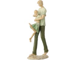 J-Line decoratie Vader + Kind - polyresin - groen/ecru