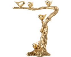 J-Line decoratie Vogel Op Tak - polyresin - goud - small