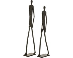 J-Line decoratie Wandelen - aluminium - zwart - set van 2