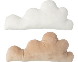 J-Line decoratie Wolk - polyester - wit/beige - set van 2