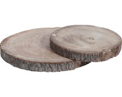 J-Line decoratief boomschors - schijf - hout - grijs - large