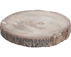 J-Line decoratief schors - schijf - hout - grijs - small