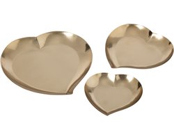 J-Line Decoratieve hartschalen - staal - goud - set van 3