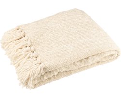 J-Line deken Chenille - polyester - ecru