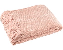 J-Line deken Chenille - polyester - roze