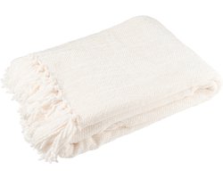 J-Line deken Chenille - polyester - wit
