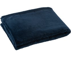 J-Line deken Snuggle - polyester - donkerblauw