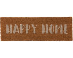 J-Line deurmat Happy Home - voor binnen & buiten - kokosvezel - naturel/wit