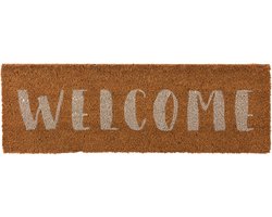 J-Line Deurmat Welcome Kokosvezel Naturel/Wit - Droogloopmat voor binnen & buiten - Met funny tekst