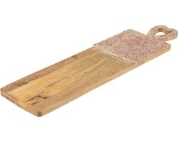 J-Line Dienblad Hart Mozaiek Lang Mango Hout Roze