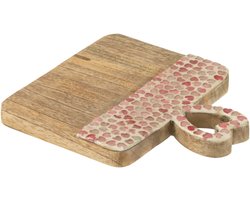 J-Line dienblad hart mozaiek - mango hout - roze