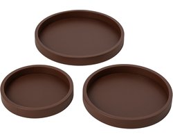 J-Line Dienbladen met leerlook - MDF - bruin - set van 3