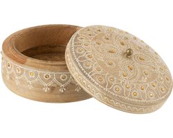 J-Line doos + deksel Rond - hout - naturel/wit - small