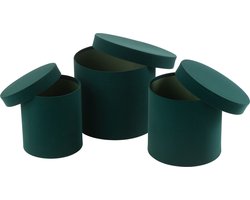 J-Line doos Rond - fluweel/papier - groen - 3 stuks