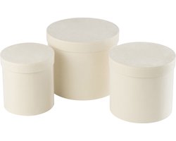 J-Line doos Rond - fluweel/papier - wit - 3 stuks
