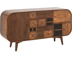 J-Line Dressoir met meerdere laden - mangohout - naturel/zwart