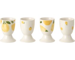 J-Line eierdopje Citroen - keramiek - wit/geel - doos van 4