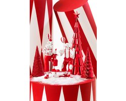 J-Line figuur Clown Ballon + Pop - polyresin - rood/wit - 2 stuks