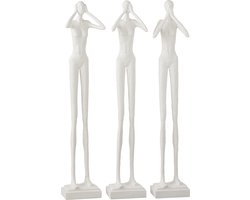 J-Line figuur Horen/Zien/Zwijgen - polyresin - wit - 3 stuks