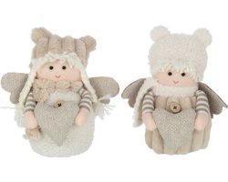J-Line figuur Jongen En Meisje - textiel - wit/beige - small - 2 stuks