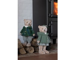 J-Line figuur Jongen + Meisje - polyester - beige/groen - 2 stuks