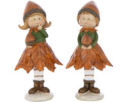 J-Line figuur Jongen + Meisje - polyresin - mix - medium - 2 stuks