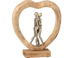 J-Line Figuur Koppel Mangohout/Aluminium Naturel/Zilver