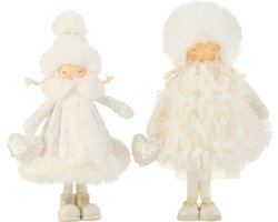 J-Line figuur Meisje Staand - textiel - wit - small - 2 stuks