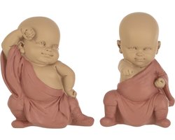 J-Line figuur Monnik - polyresin - terracotta - 2 stuks