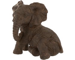 J-Line figuur Olifant Liggend - polyresin - donkerbruin