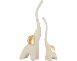 J-Line figuur Olifant - resine - creme/goud - large