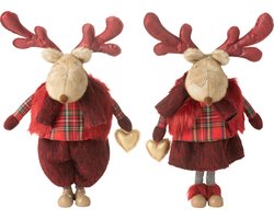 J-Line figuur Rendier Jongen + Meisje Hart - polyester - rood - large - 2 stuks