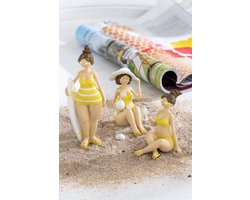 J-Line figuur Strand Vrouwen - polyresin - geel - 3 stuks