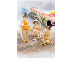 J-Line figuur Strand Vrouwen - polyresin - oranje - 3 stuks