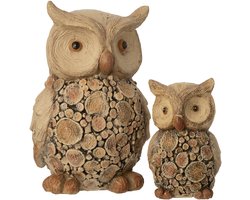 J-Line figuur Uil - hout - polyresin - naturel - large