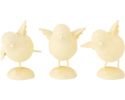 J-Line figuur Vogel Op Voet - polyresin - lichtgeel - set van 3