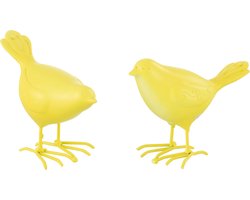 J-Line figuur Vogel - polyresin - geel - small - 2 stuks