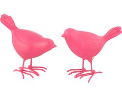 J-Line figuur Vogel - polyresin - roze - small - 2 stuks