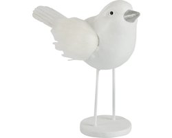 J-Line figuur Vogel - polyresin/imitatiebont - wit - large