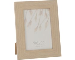 J-Line fotolijst Gewoven - hout - lichtbeige - 2 stuks