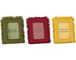 J-Line Fotolijst met franjes - MDF - multikleur - assortiment van 3