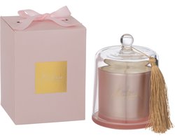 J-Line geurkaars Stolp Bonheur - Sapphire Amber Tea - glas - roze - large - 45U