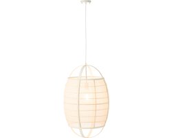 J-Line hanglamp Ion - linnen/bamboe - wit - large