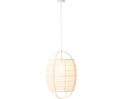 J-Line hanglamp Ion - linnen/bamboe - wit - small