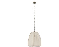 J-Line hanglamp Peer - linnen/ijzer - wit - small
